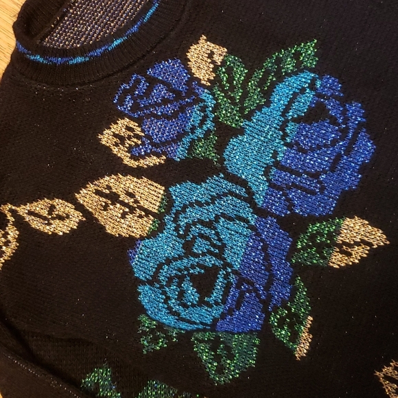 Vintage metallic floral tunic sweater sz large - Picture 2 of 2